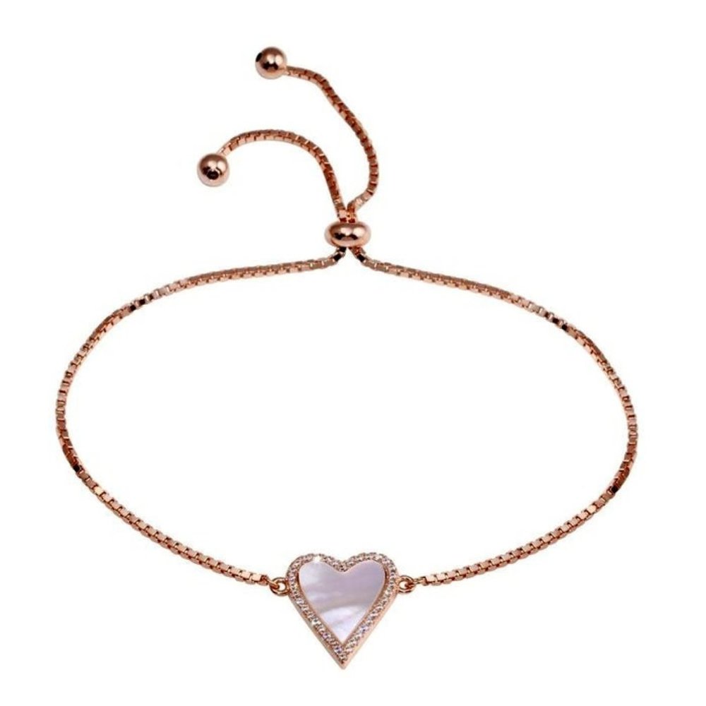 Rose Gold Plated Sterling Silver Mother of Pearl Bracelet